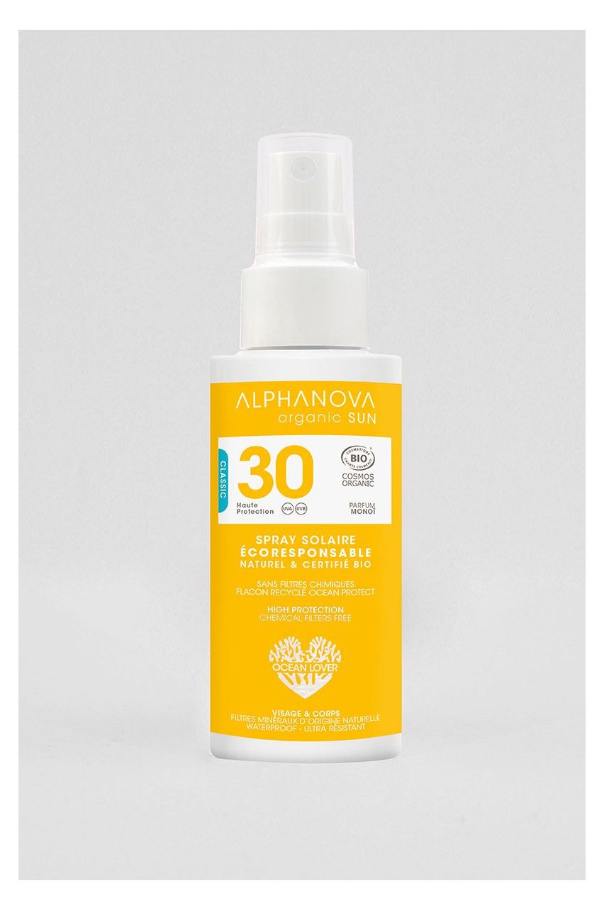 Orgaaniline monoi lõhnaline sprei päikesekreem SPF30 reisisuurus 50 ml