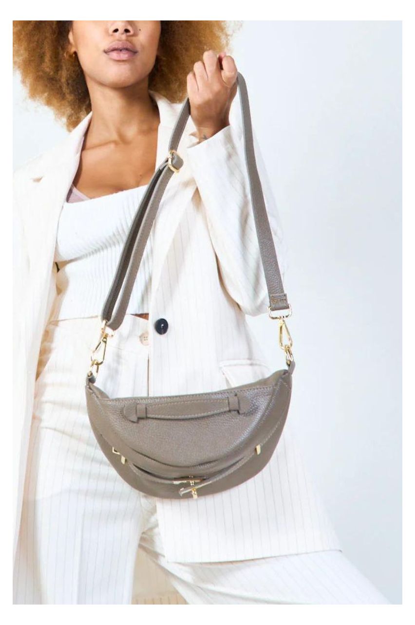 Stiilne täisnahast crossbody kott Gray