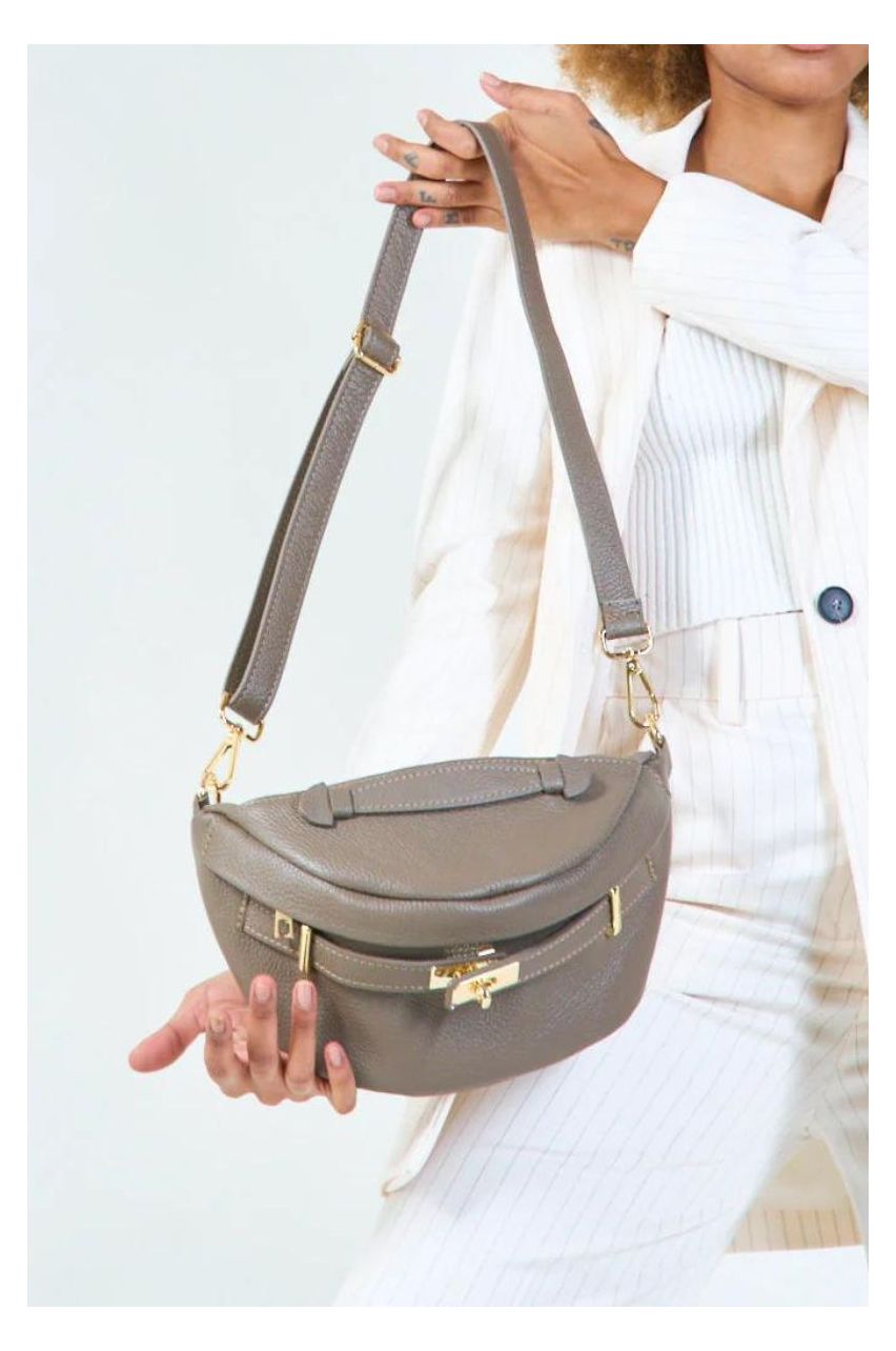 Stiilne täisnahast crossbody kott Gray