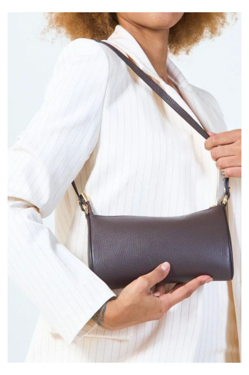 Minimalistlik täisnahast crossbody kott Brown