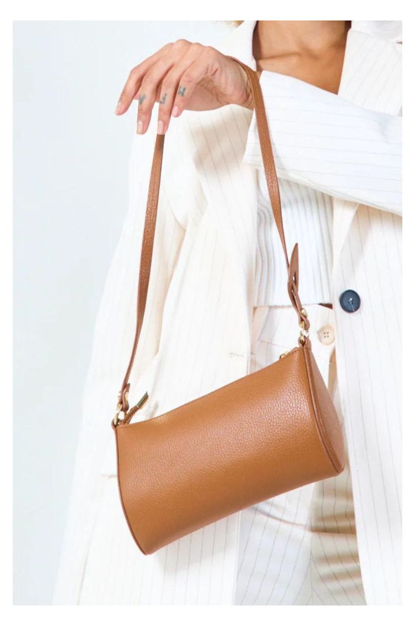 Minimalistlik täisnahast crossbody kott Camel