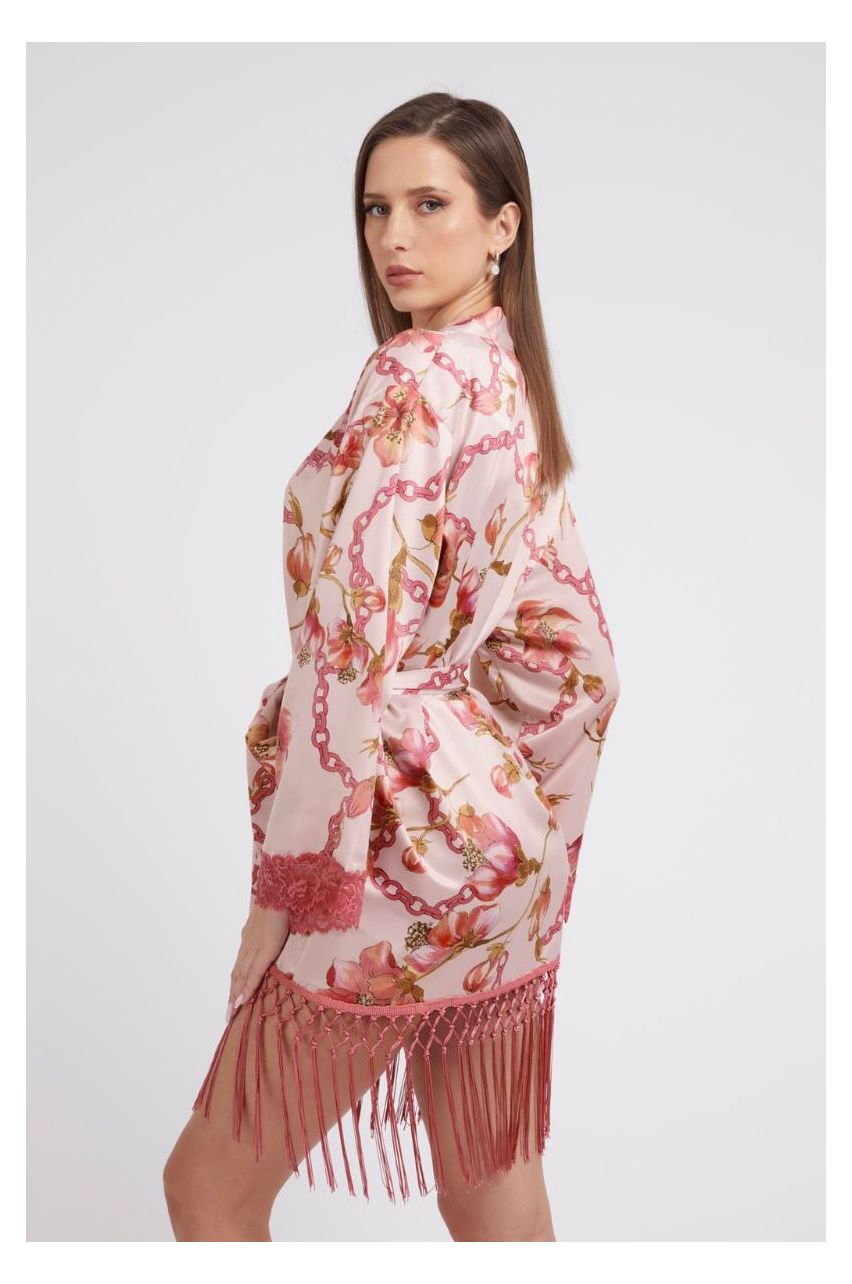 Satiinist kimono-hommikumantel Destiny