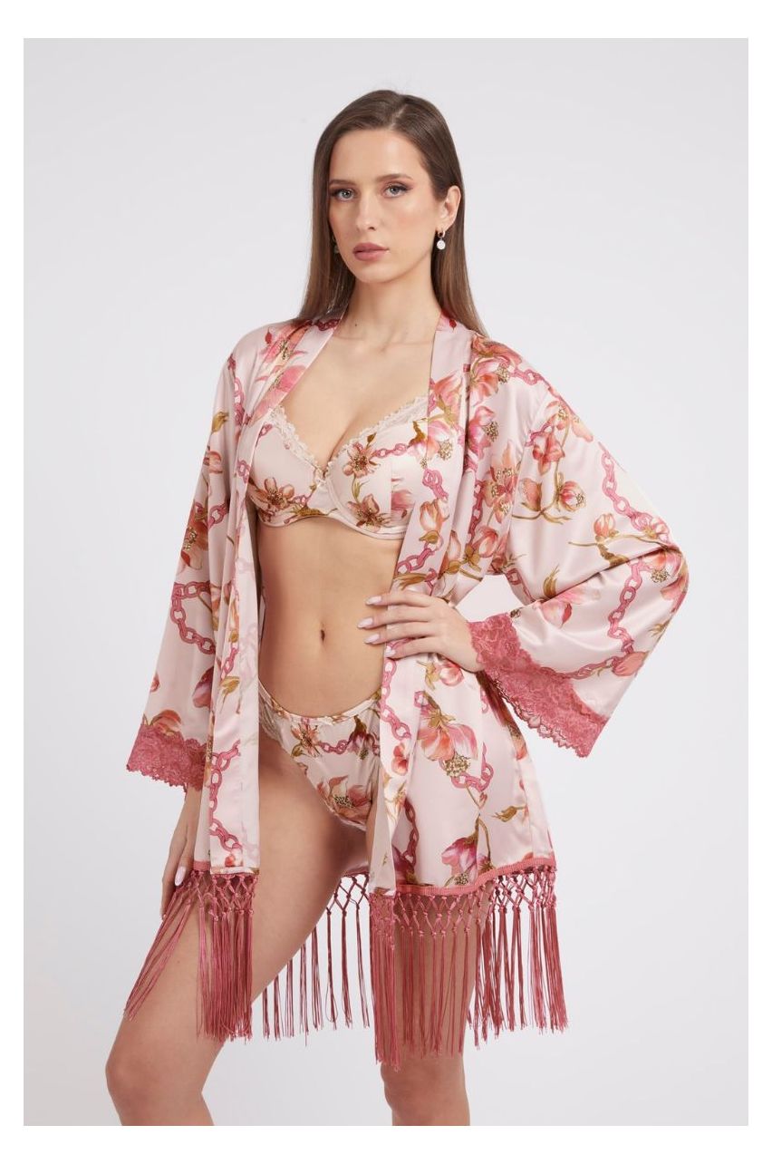 Satiinist kimono-hommikumantel Destiny