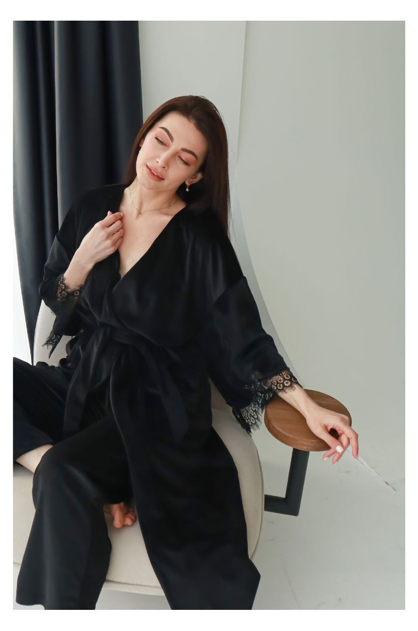 Veluurist luksuslik hommikumantel Dubai Black