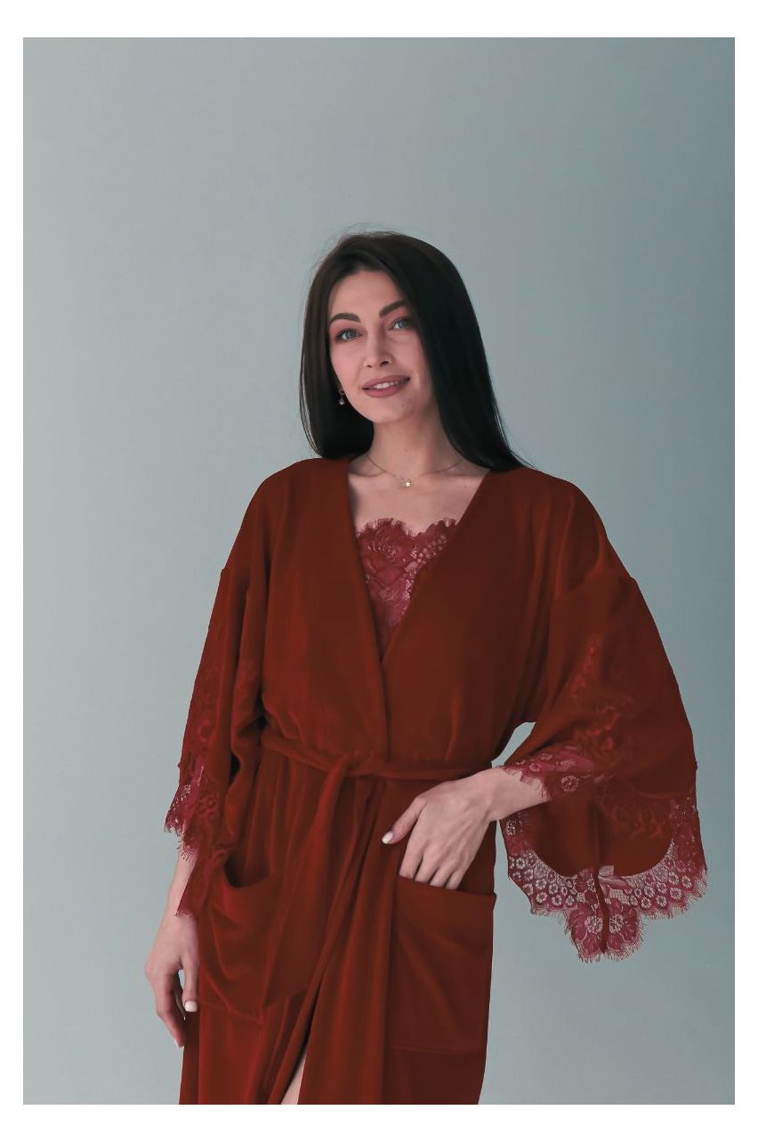 Veluurist luksuslik hommikumantel Dubai Red